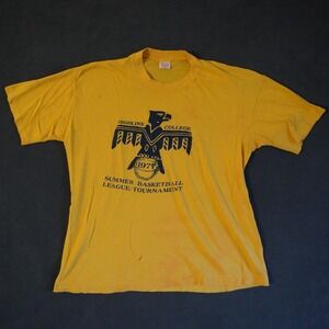 Vintage 1979 Highline College Basketball T Shirt Belton Yellow Single Stitch XL